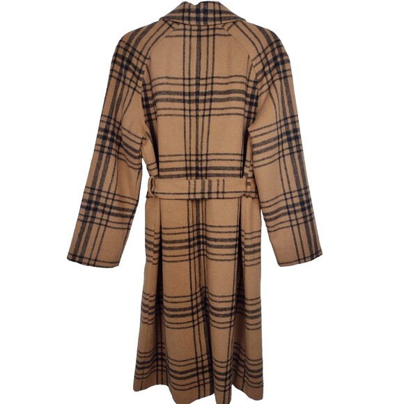 Avec Les Filles Plaid Double Breasted Coat Windowpane Tan and Black Size Large - Picture 5 of 11